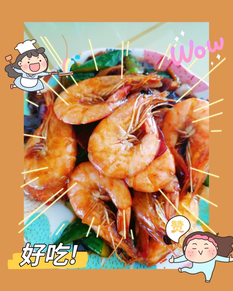 黄瓜干锅虾的做法