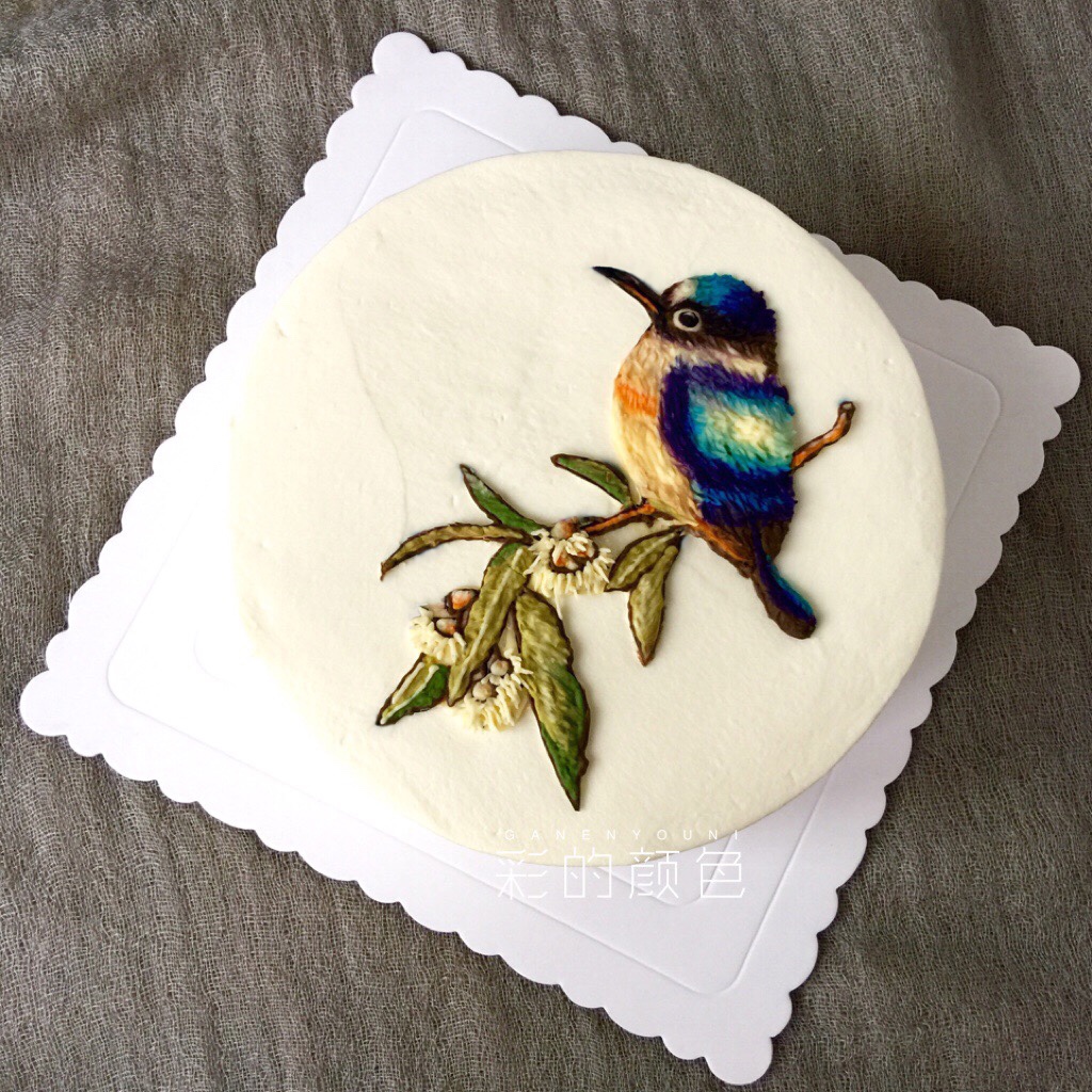 奶油霜手绘－欧式刺绣花鸟详解