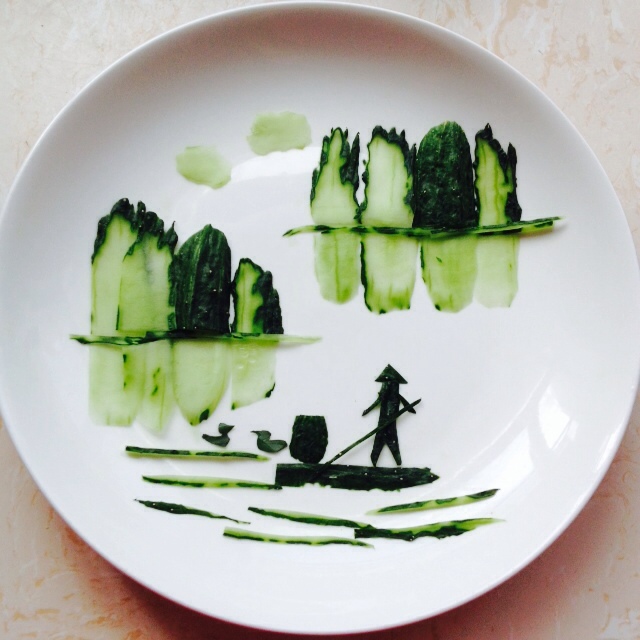 四叶草24做的黄瓜山水拼盘