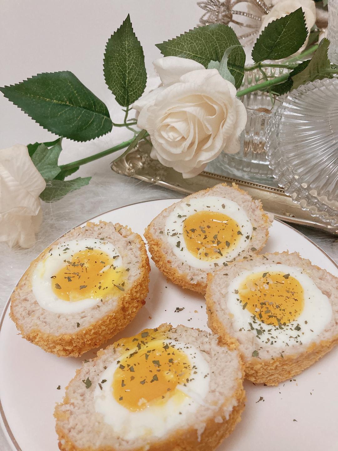 减脂增肌必备！无油无糖鸡胸肉版苏格兰蛋～