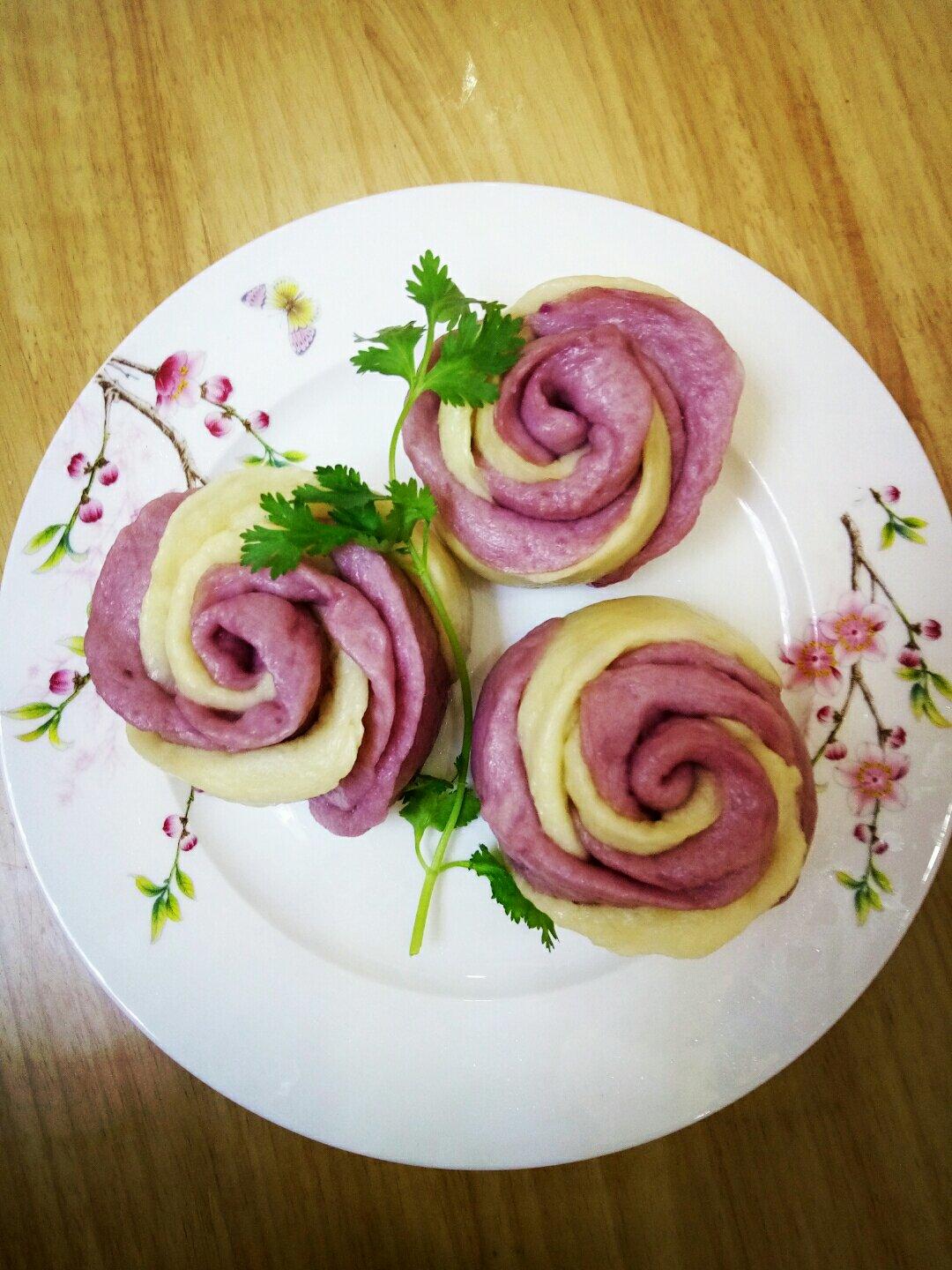 紫薯玫瑰花馒头
