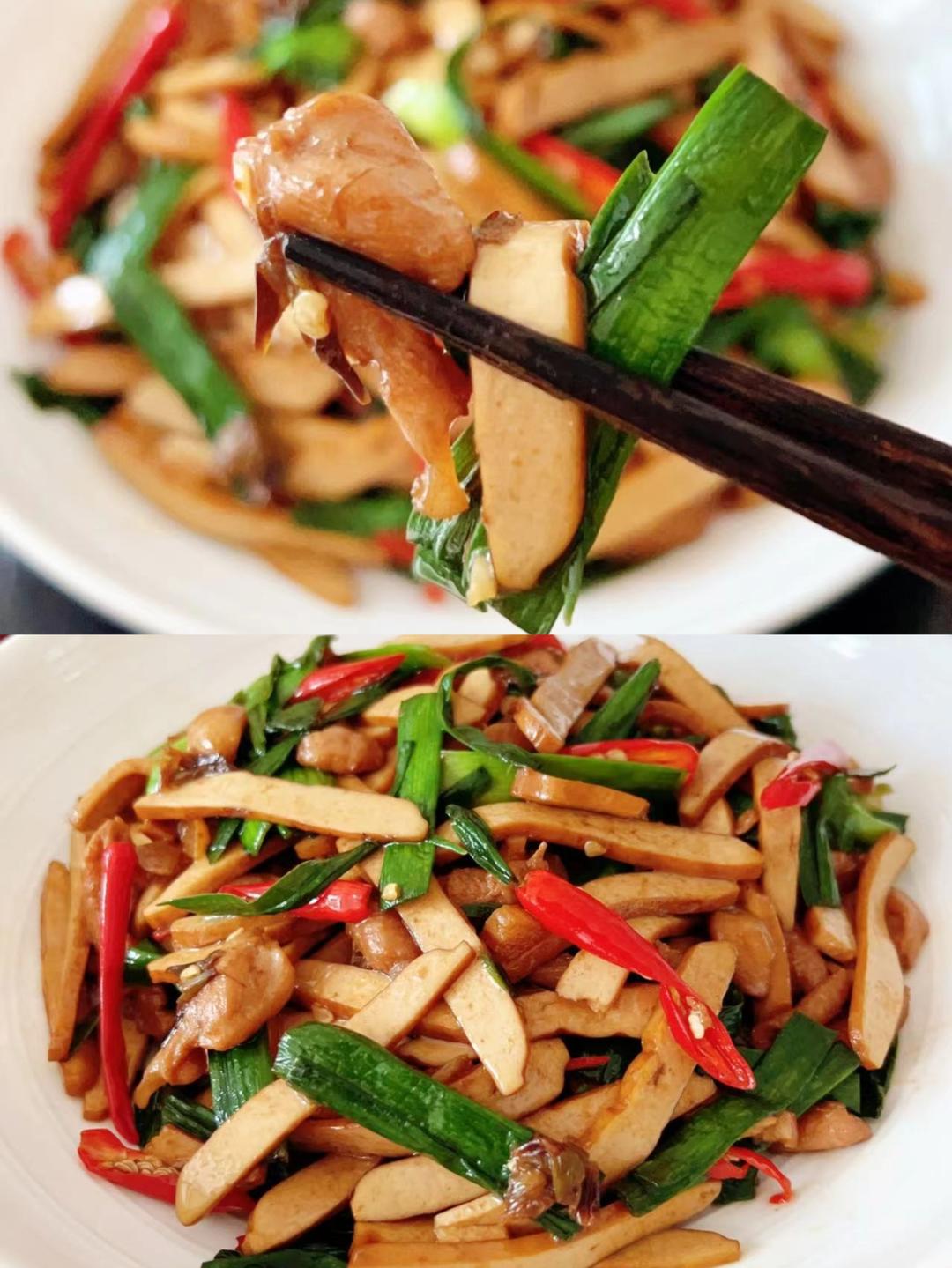 鸡腿肉炒五香豆干&香干