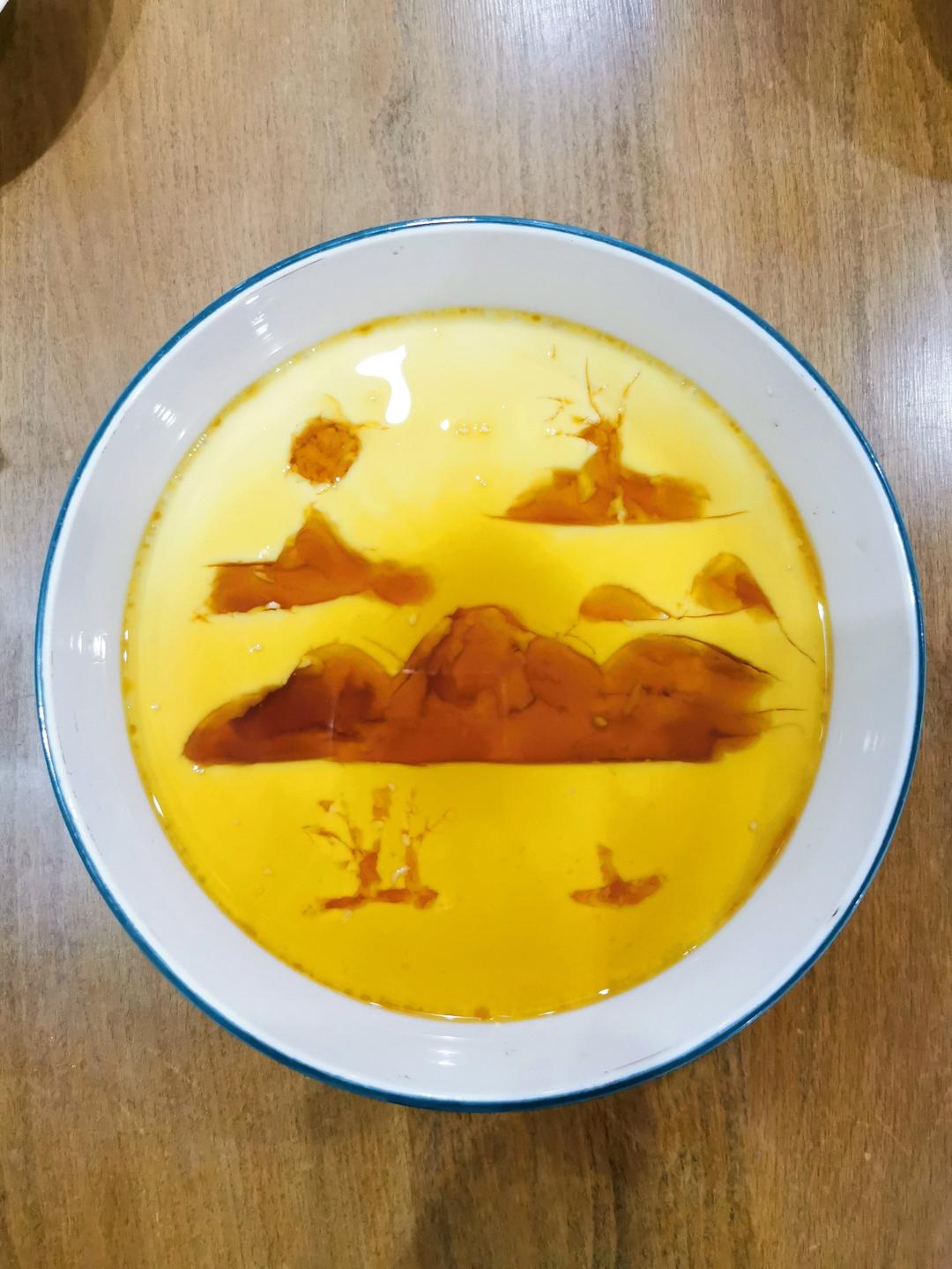 创意泼墨山水鸡蛋羹