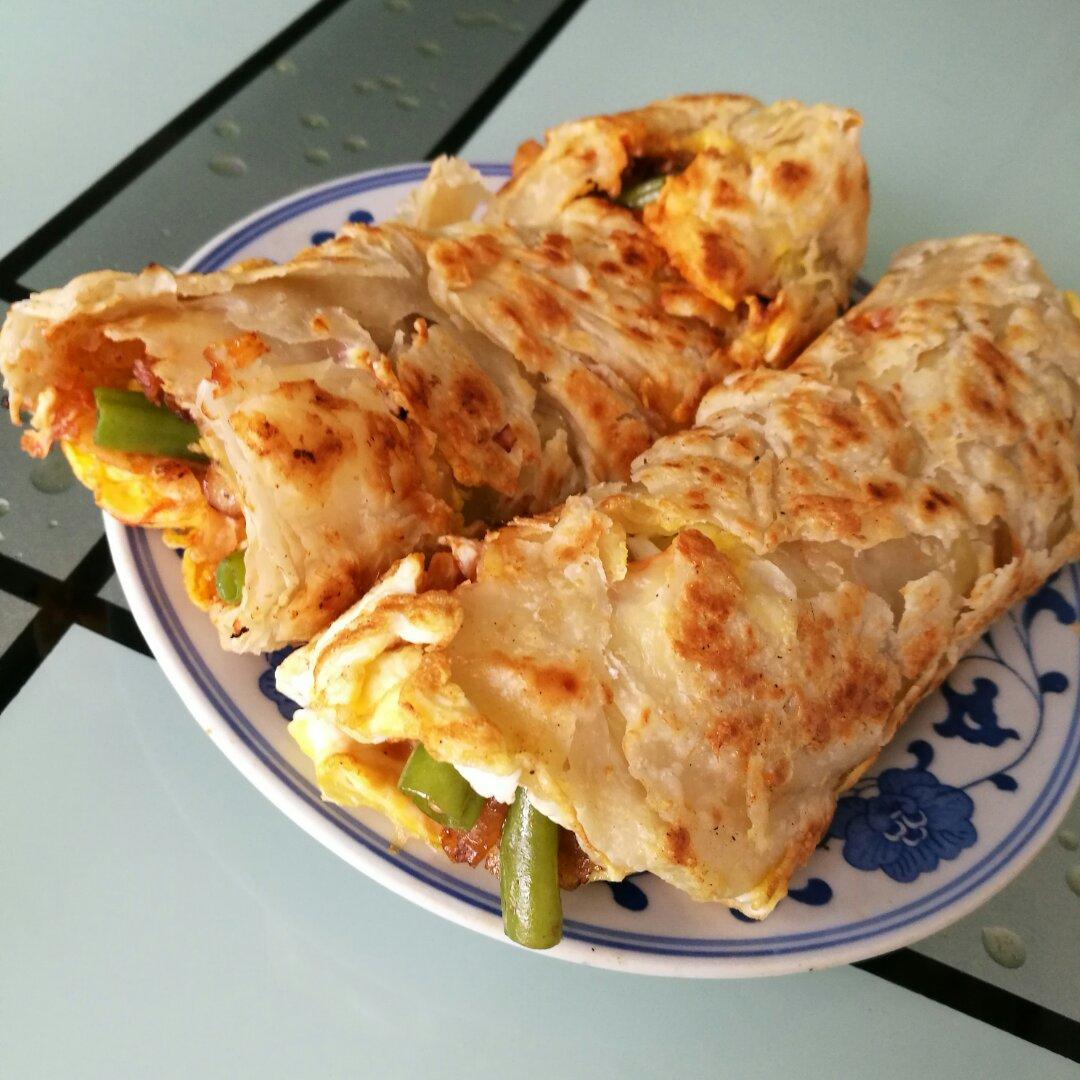 培根手抓饼卷