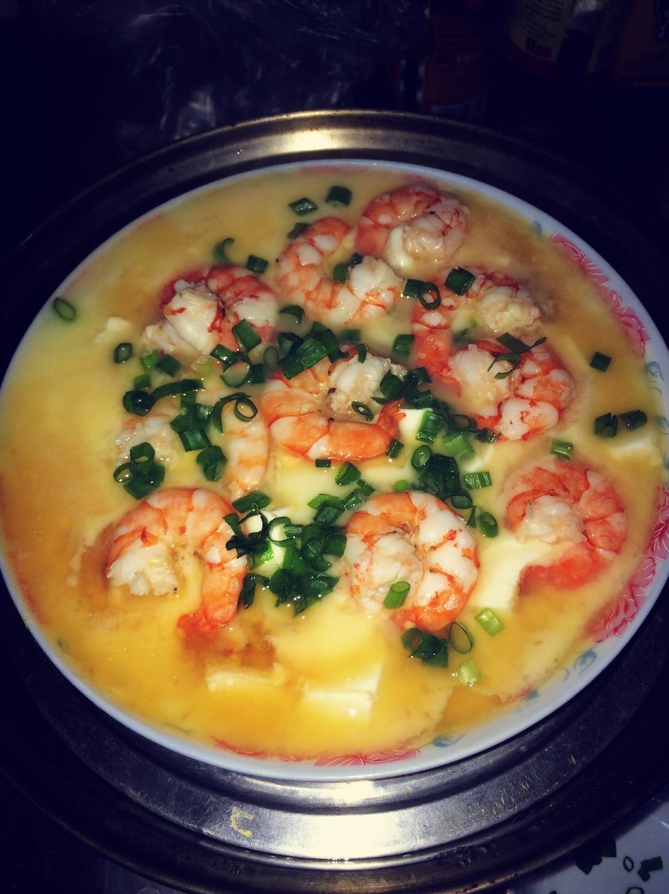 虾仁豆腐蒸水蛋