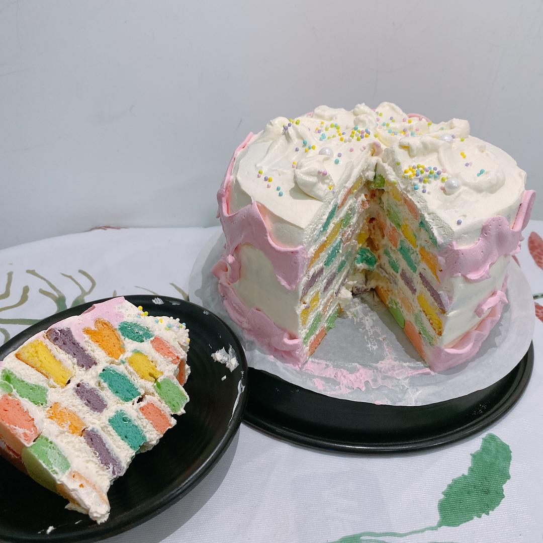 彩虹🌈格子蛋糕