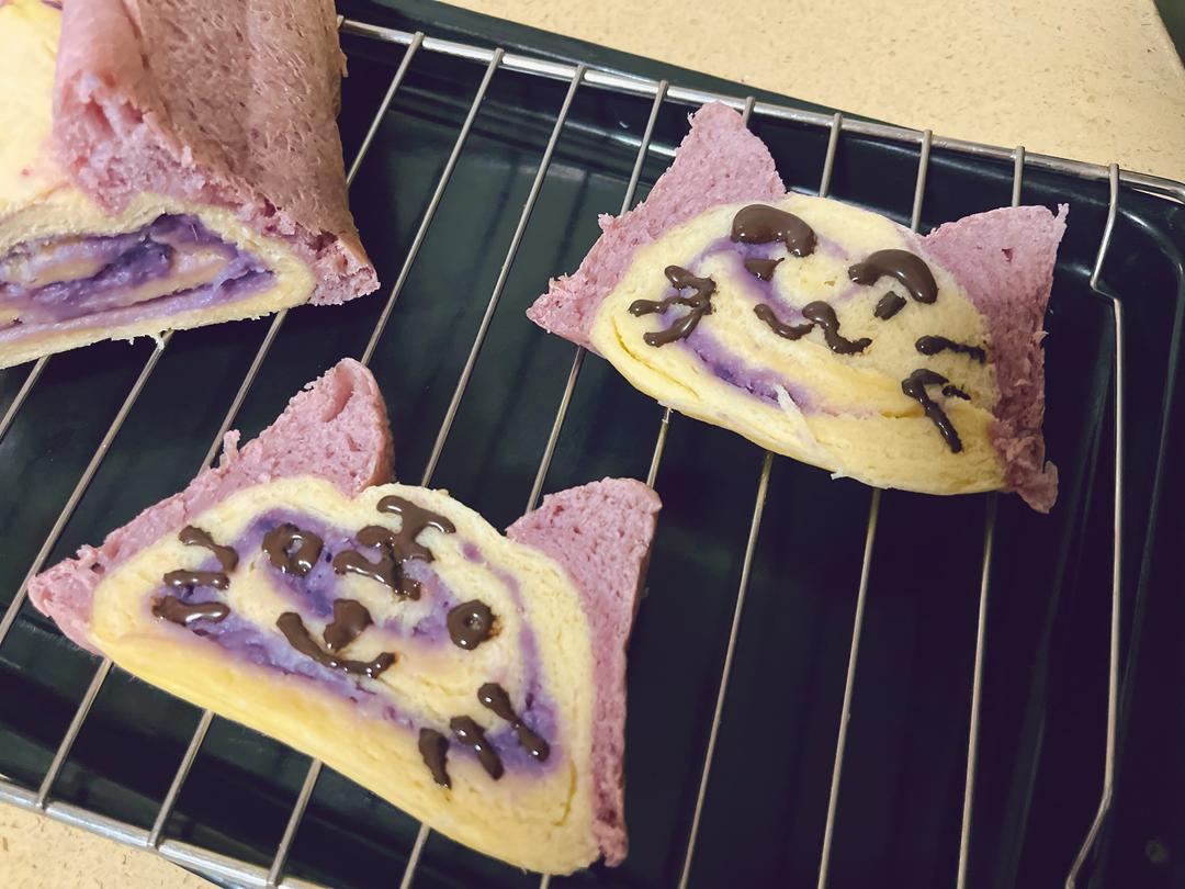 椰浆芋泥猫咪吐司的做法 步骤14