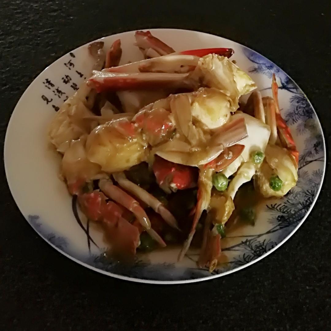 梭子蟹炒毛豆
