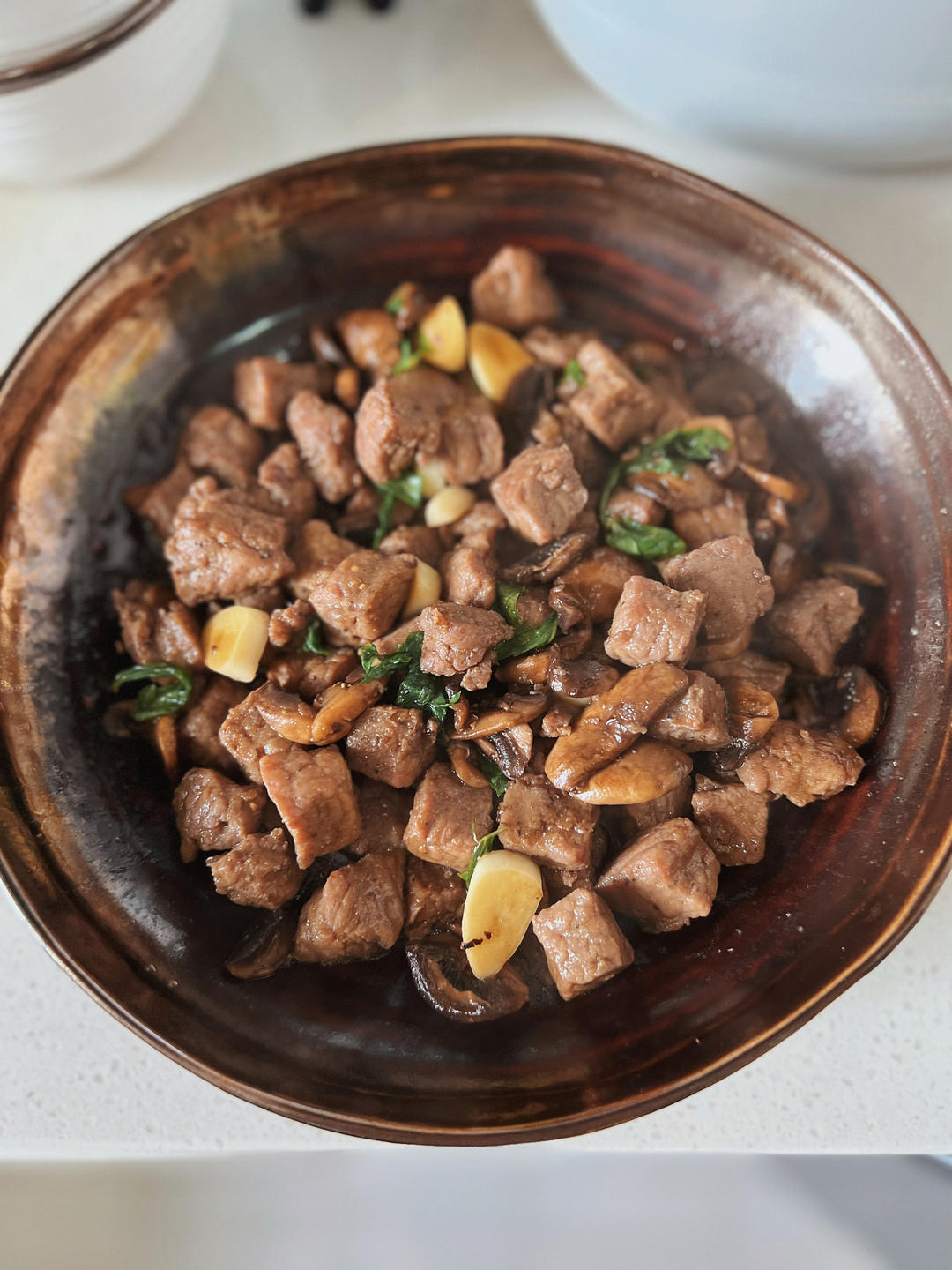 蒜香口菇牛肉粒