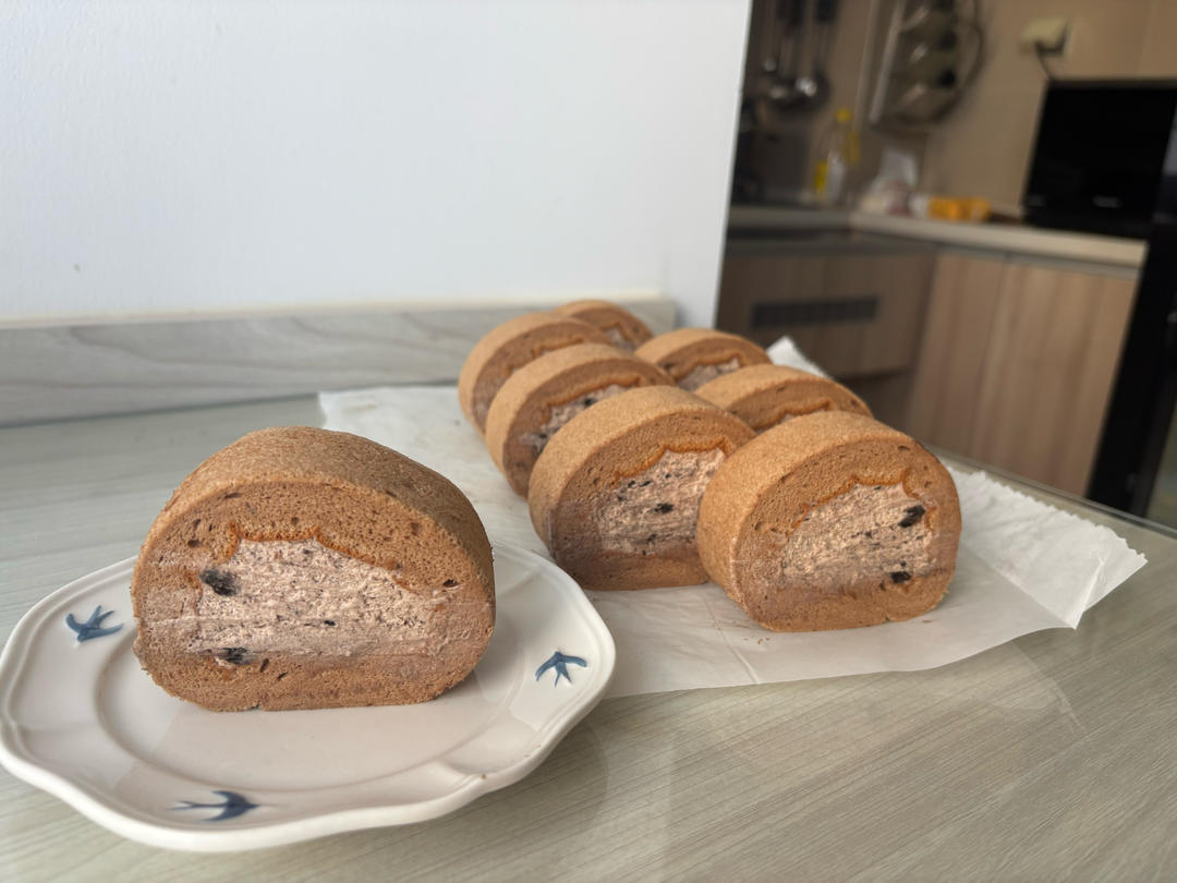 几分甜提拉米苏奶冻卷/不消泡不开裂摩卡蛋糕胚+冷萃咖啡奶冻+马斯卡彭奶油/烘焙视频蛋糕篇8「薄卷」