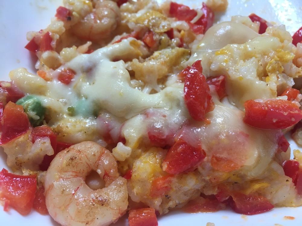 虾仁培根芝士焗饭