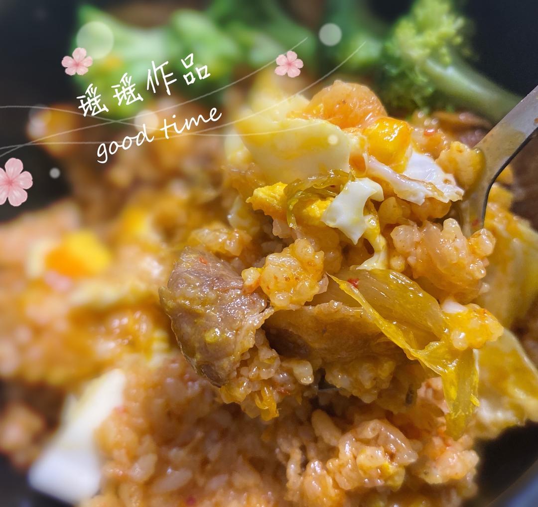 泡菜芝士肥牛拌饭的做法