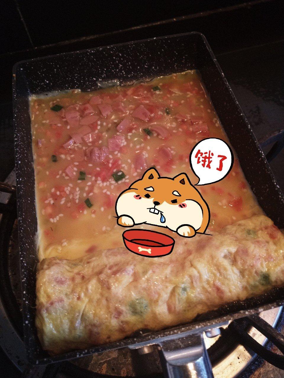 蔬菜厚蛋烧三明治（超详细平底锅做厚蛋烧）