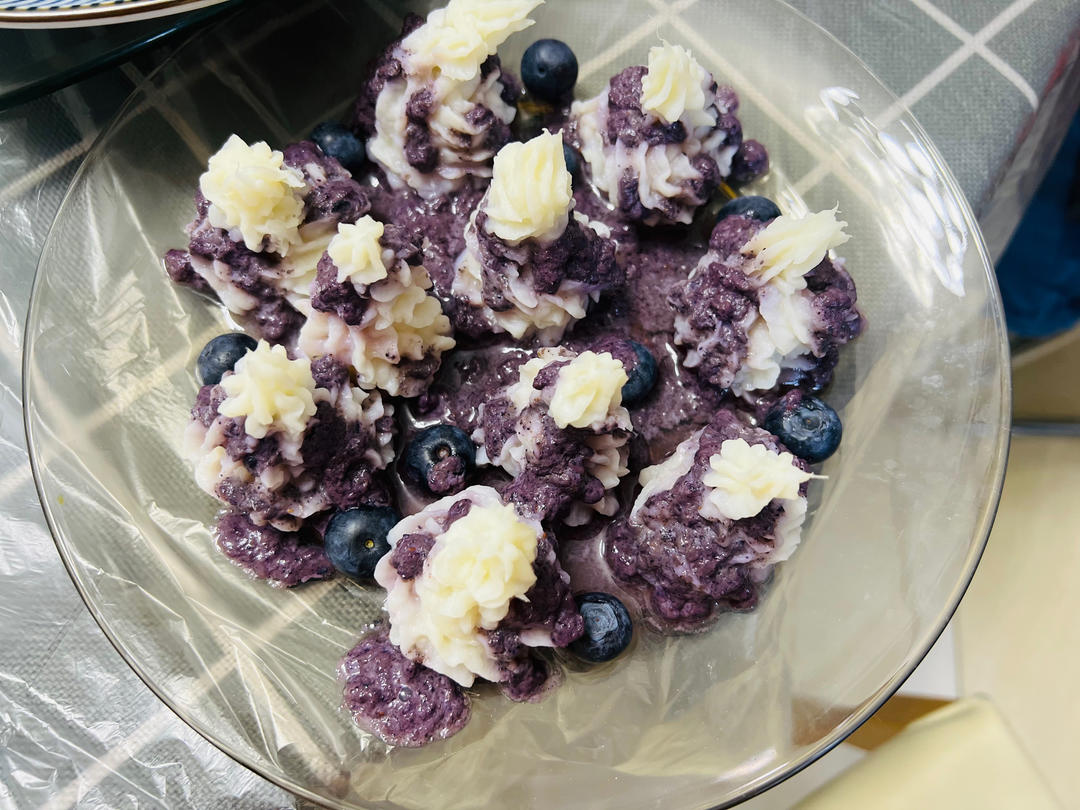 蓝莓山药泥  年夜饭餐桌必备好看美味又开胃的甜品