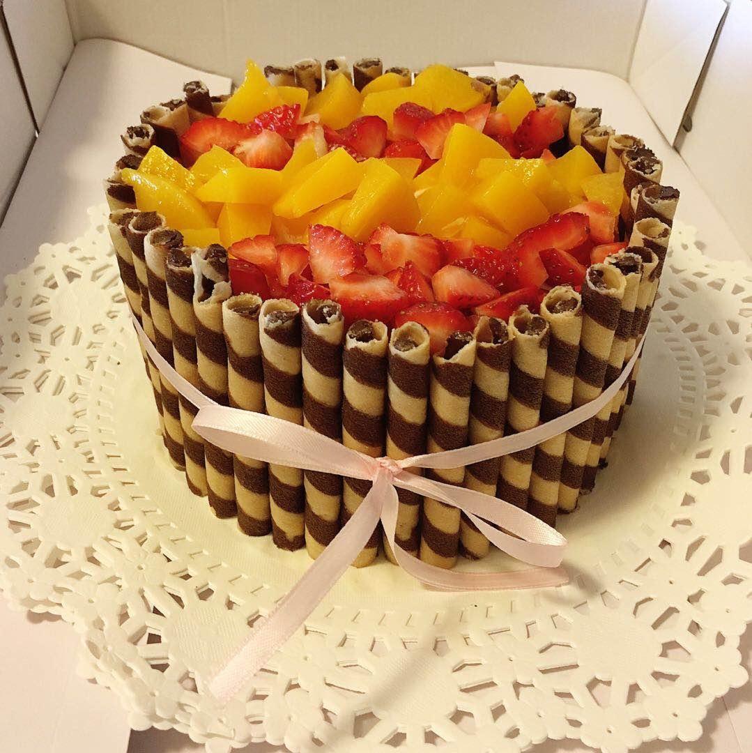 生日蛋糕教程【威化饼干围边】