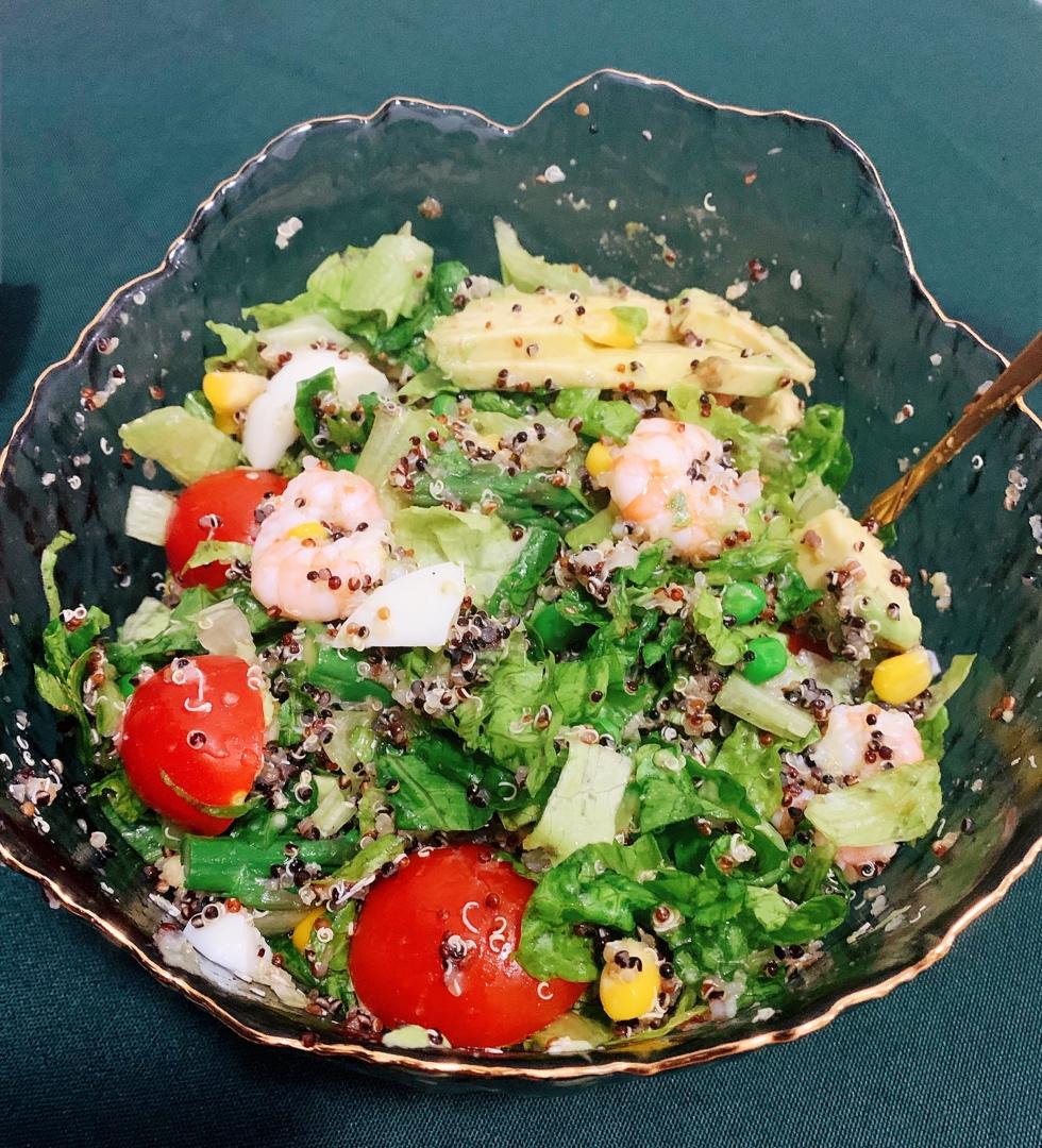 可可619做的堂妈小厨藜麦虾仁沙拉