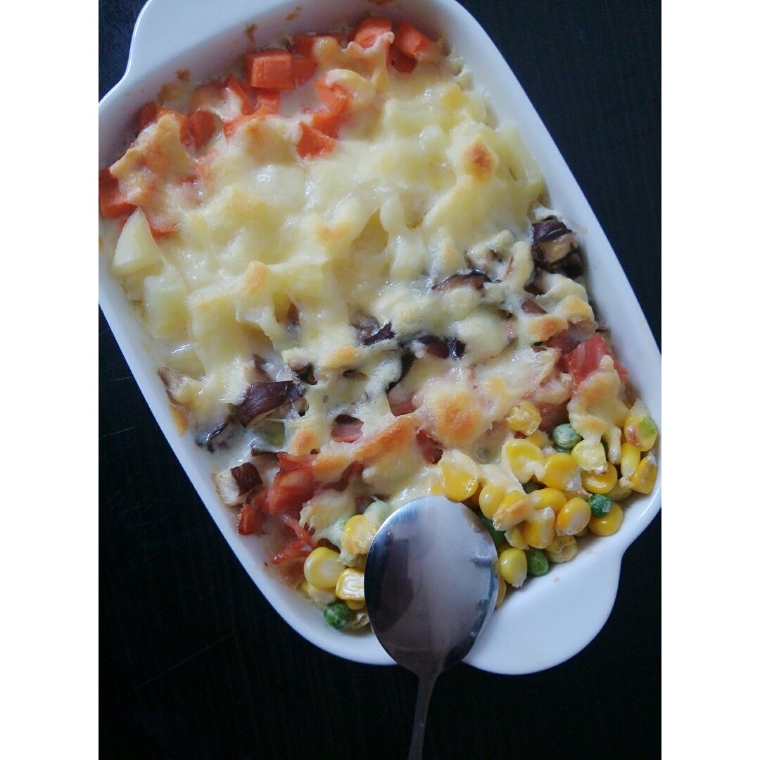 低卡香菇培根焗豆腐