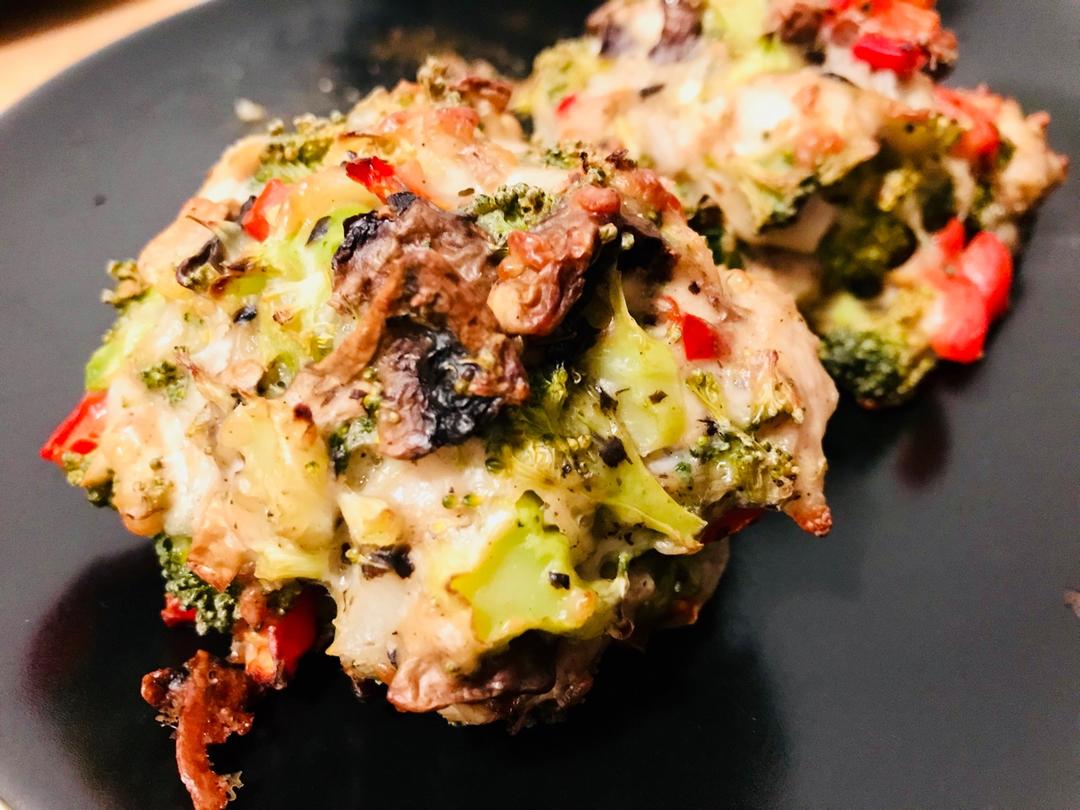 西兰花口蘑鸡肉卷