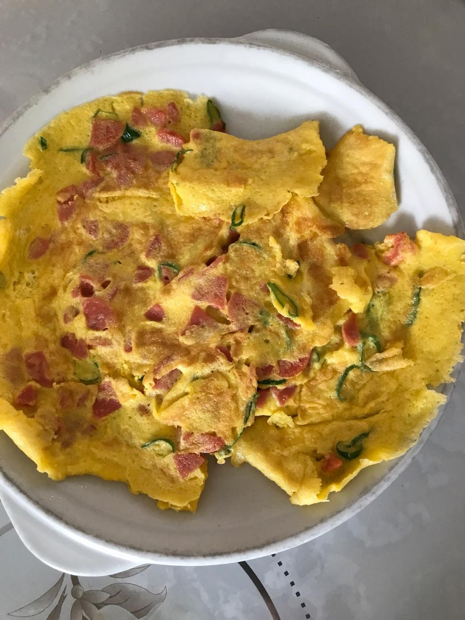火腿肠葱花鸡蛋饼