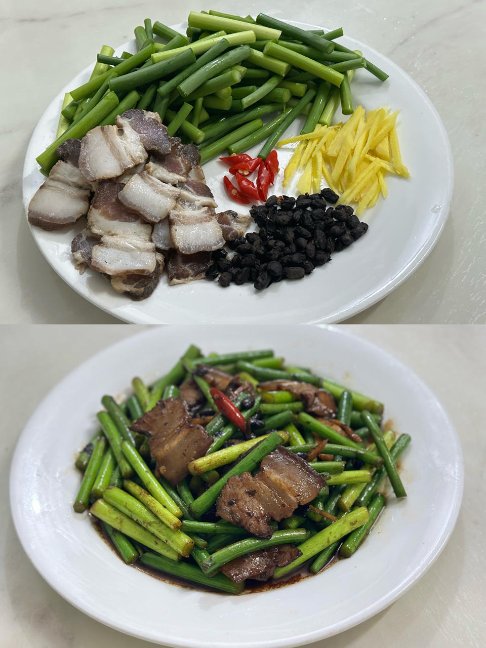 超级下饭的一道菜蒜苔炒风干腊肉