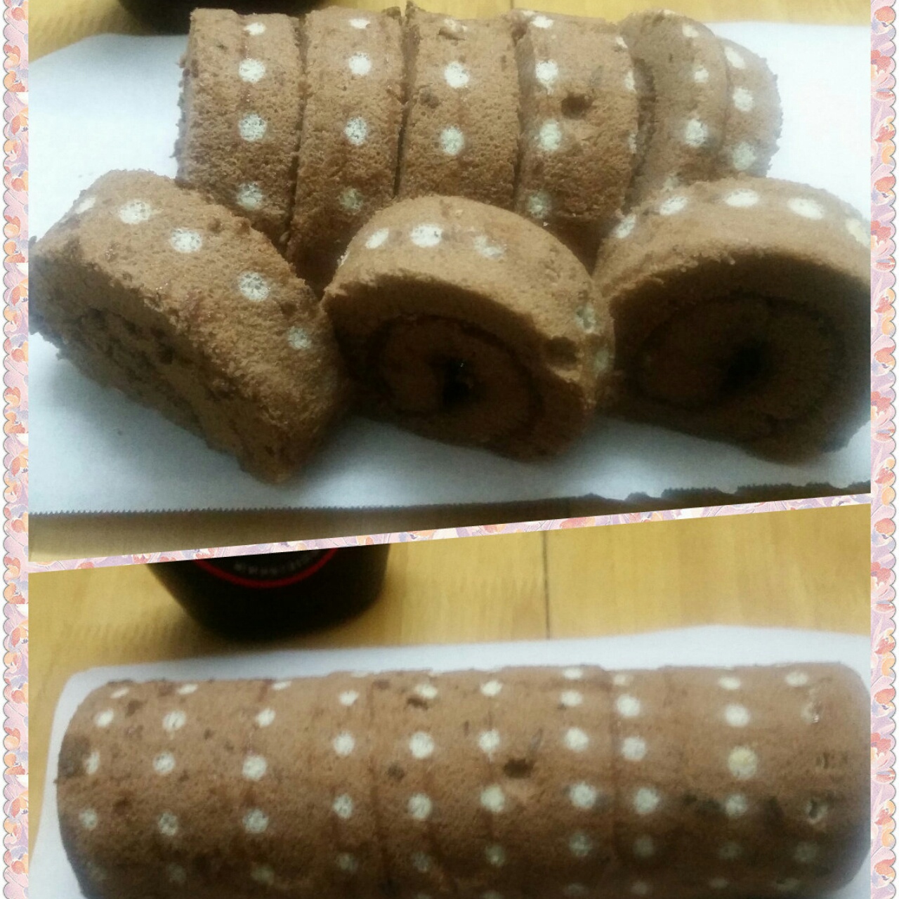 波点可可奶油蛋糕卷