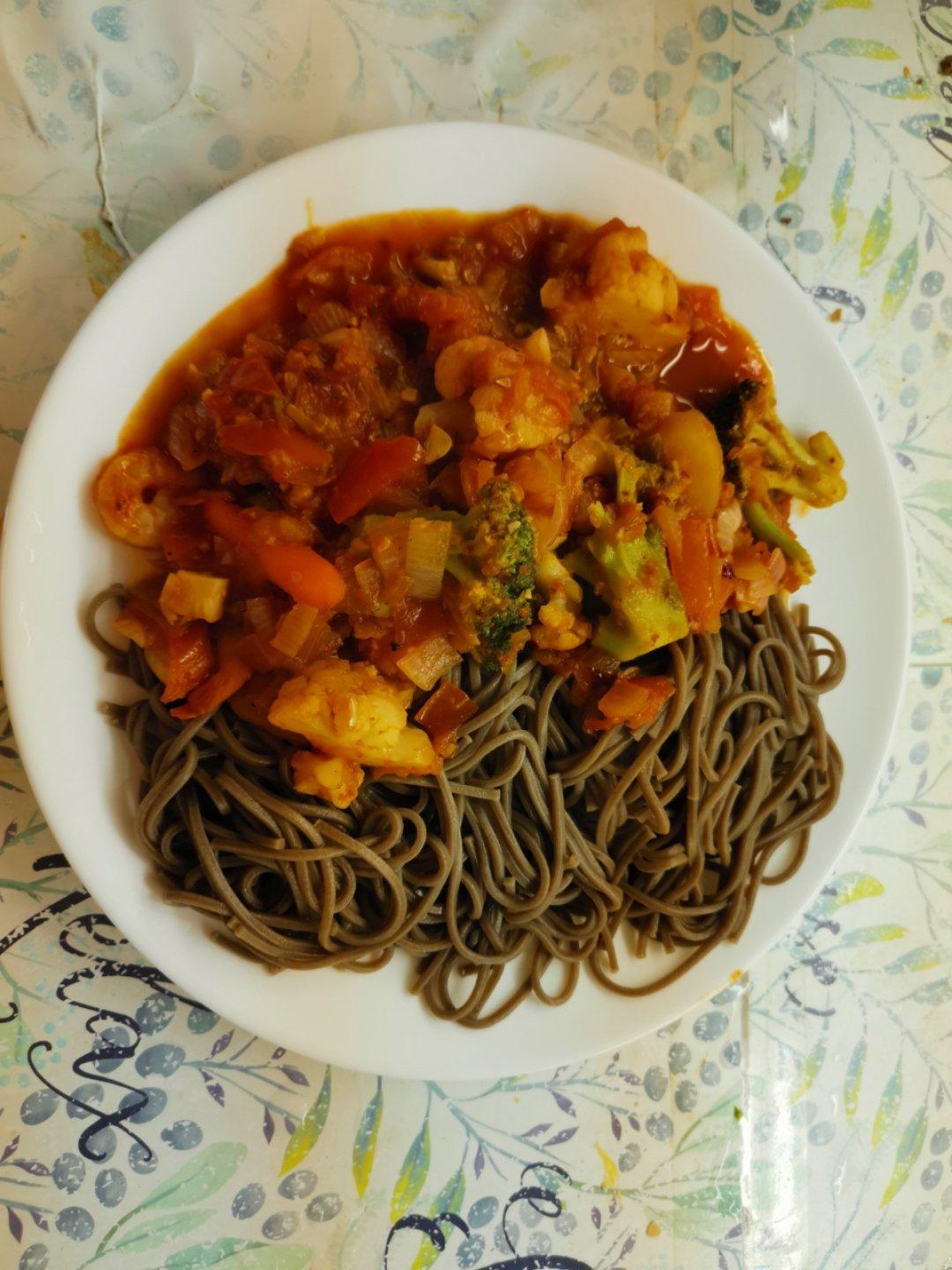 减脂餐❗️酸汤虾仁荞麦面