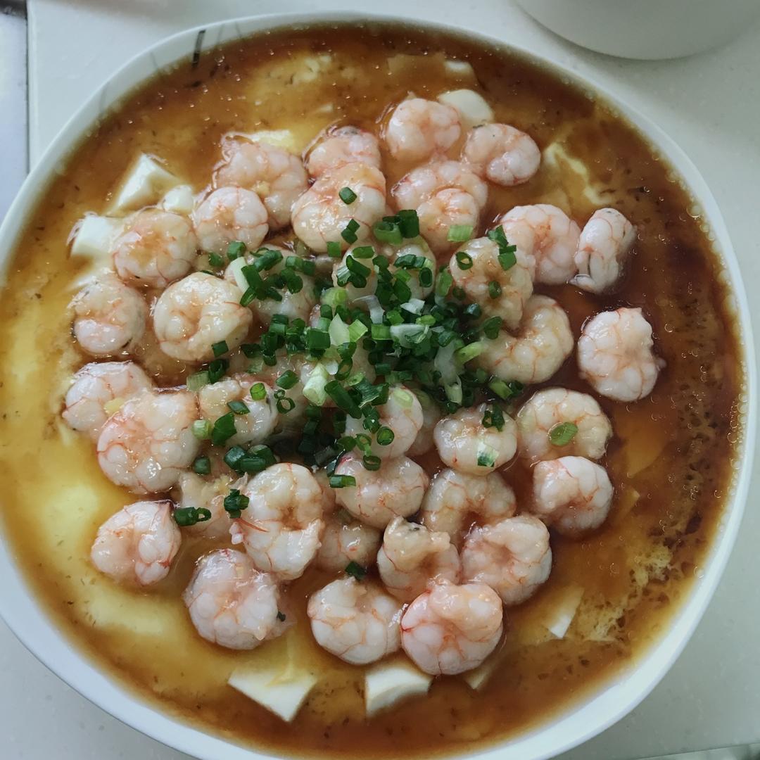 虾仁豆腐蒸水蛋