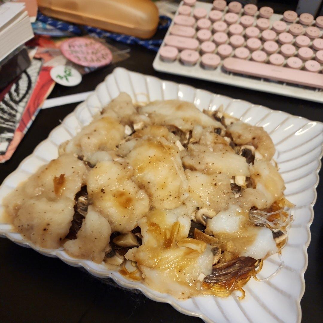 【0失败低脂减肥餐】蒜蓉粉丝金针菇龙利鱼/巴沙鱼