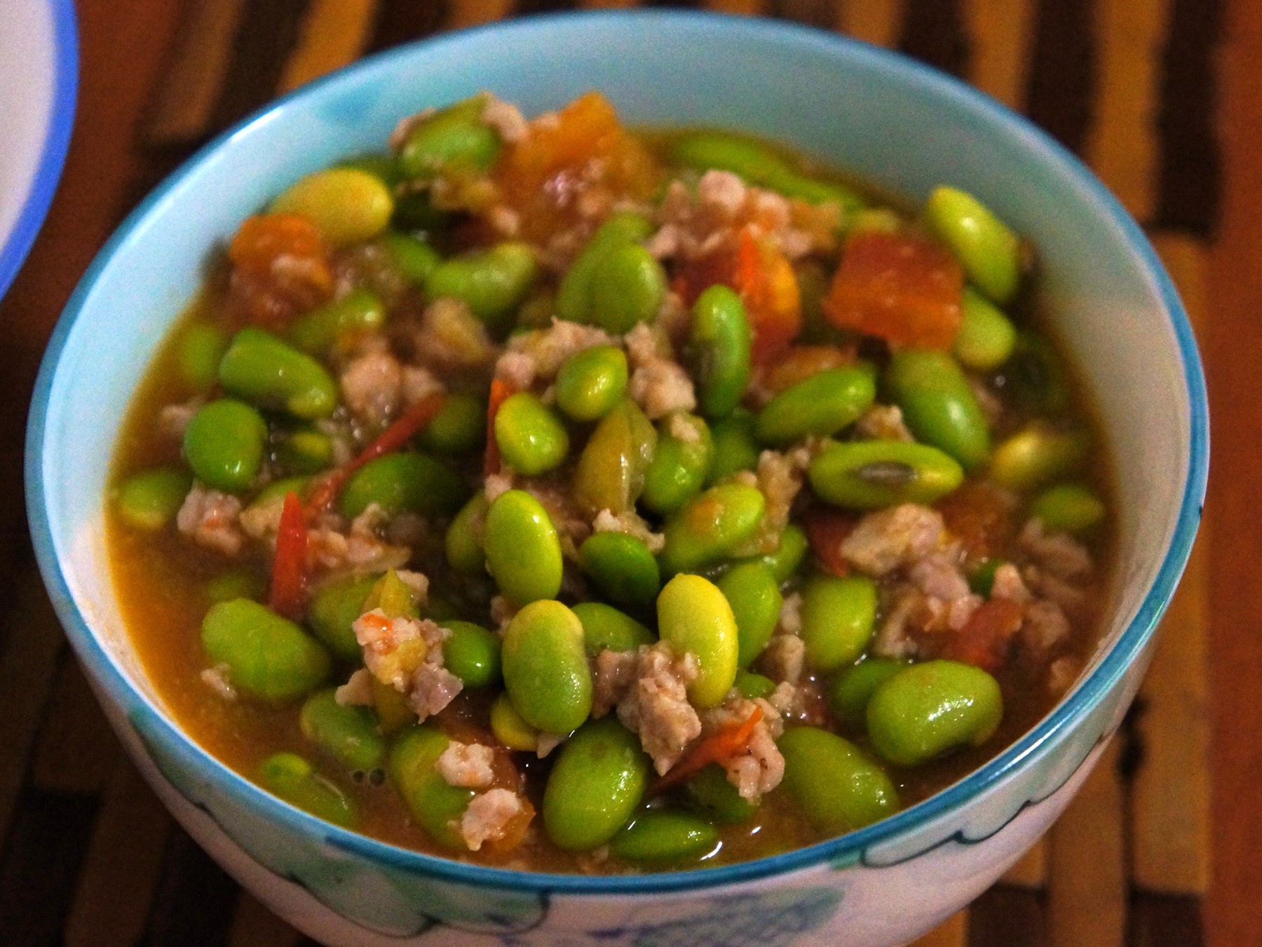 肉末番茄烧毛豆