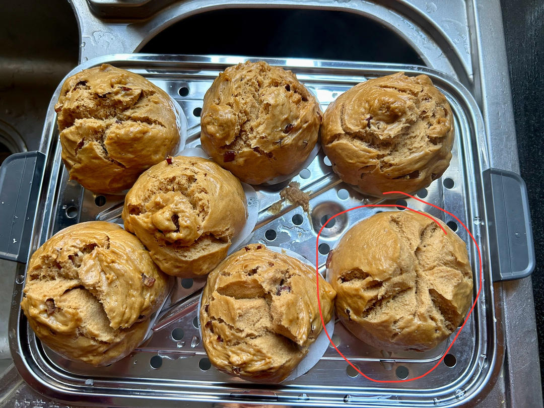 红糖开花馒头（无泡打粉）普通中筋面粉，低甜度有嚼劲