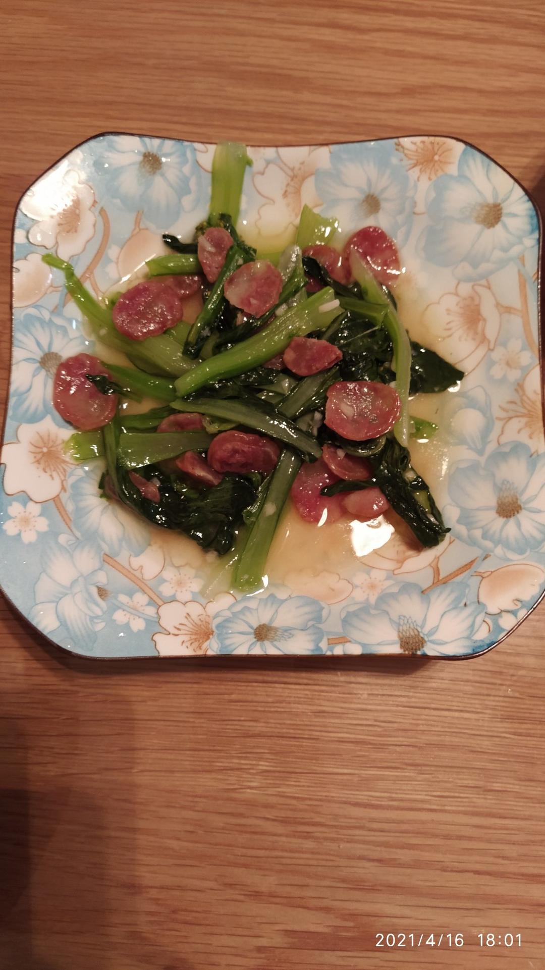 广式腊肠炒菜心