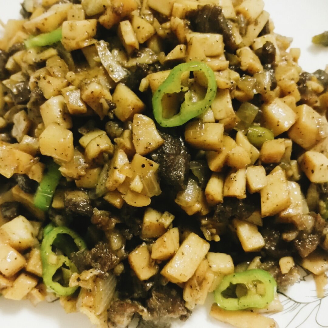 黑椒杏鲍菇牛肉粒