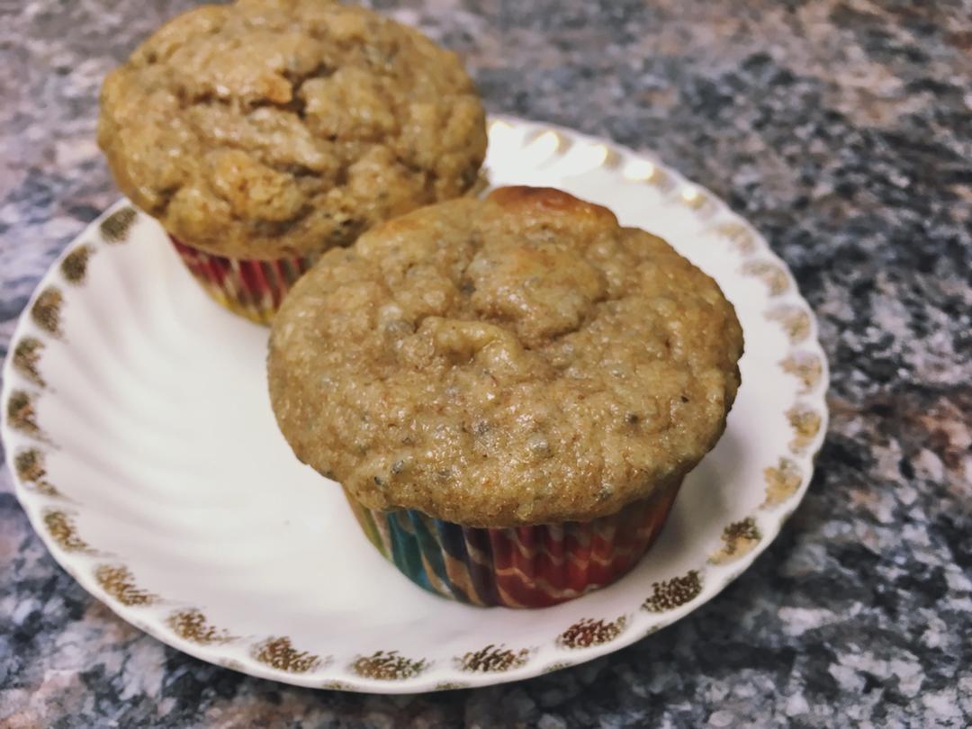 健康无油的奇亚籽香蕉酸奶玛芬（Gluten free）