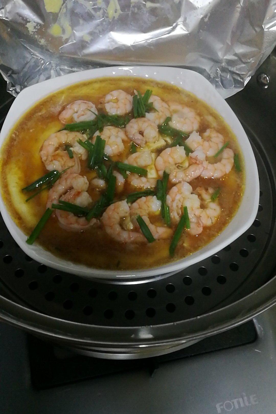 虾仁豆腐蒸水蛋