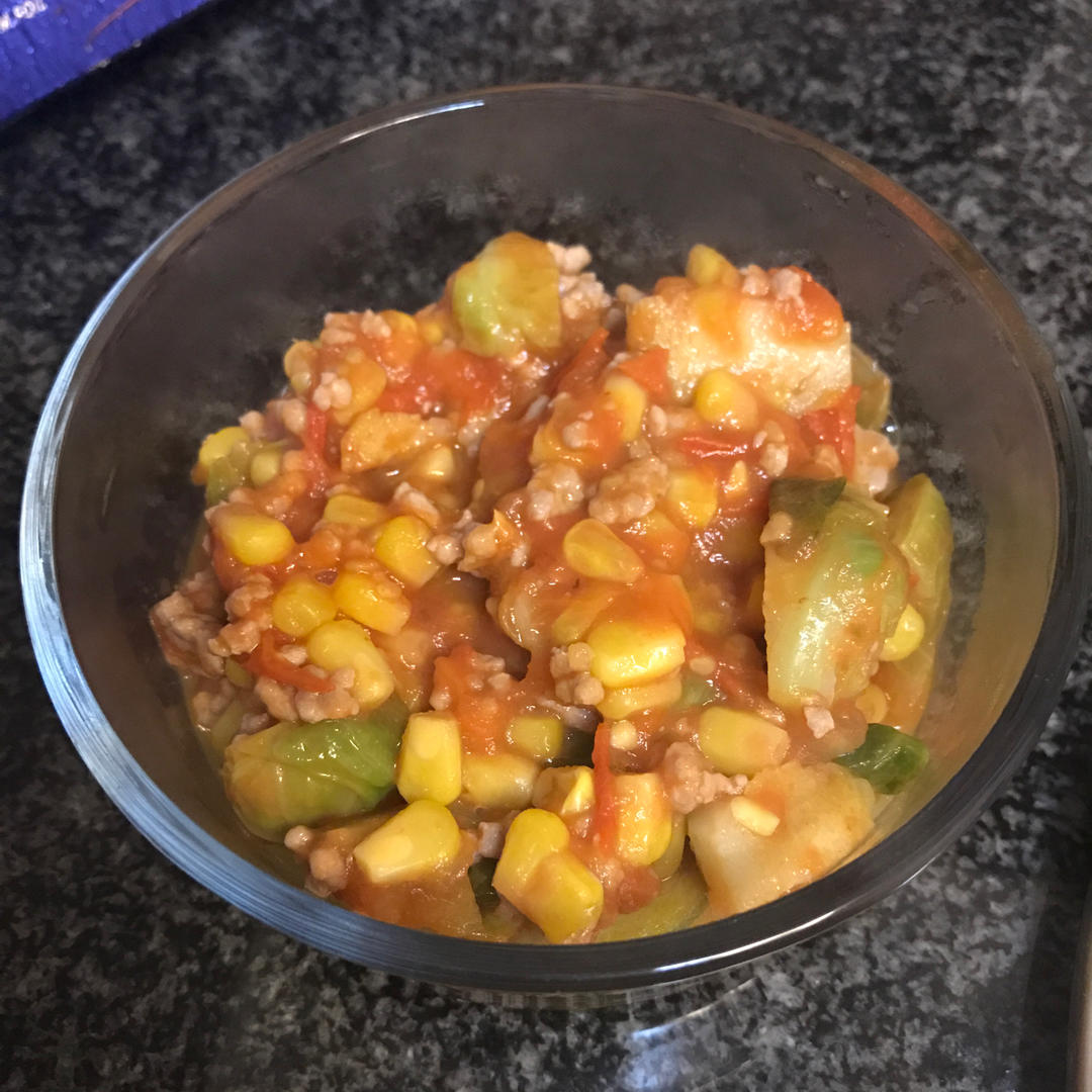 超好吃下饭菜——茄汁肉末玉米粒