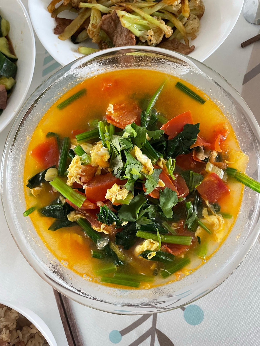 番茄菠菜鸡蛋汤
