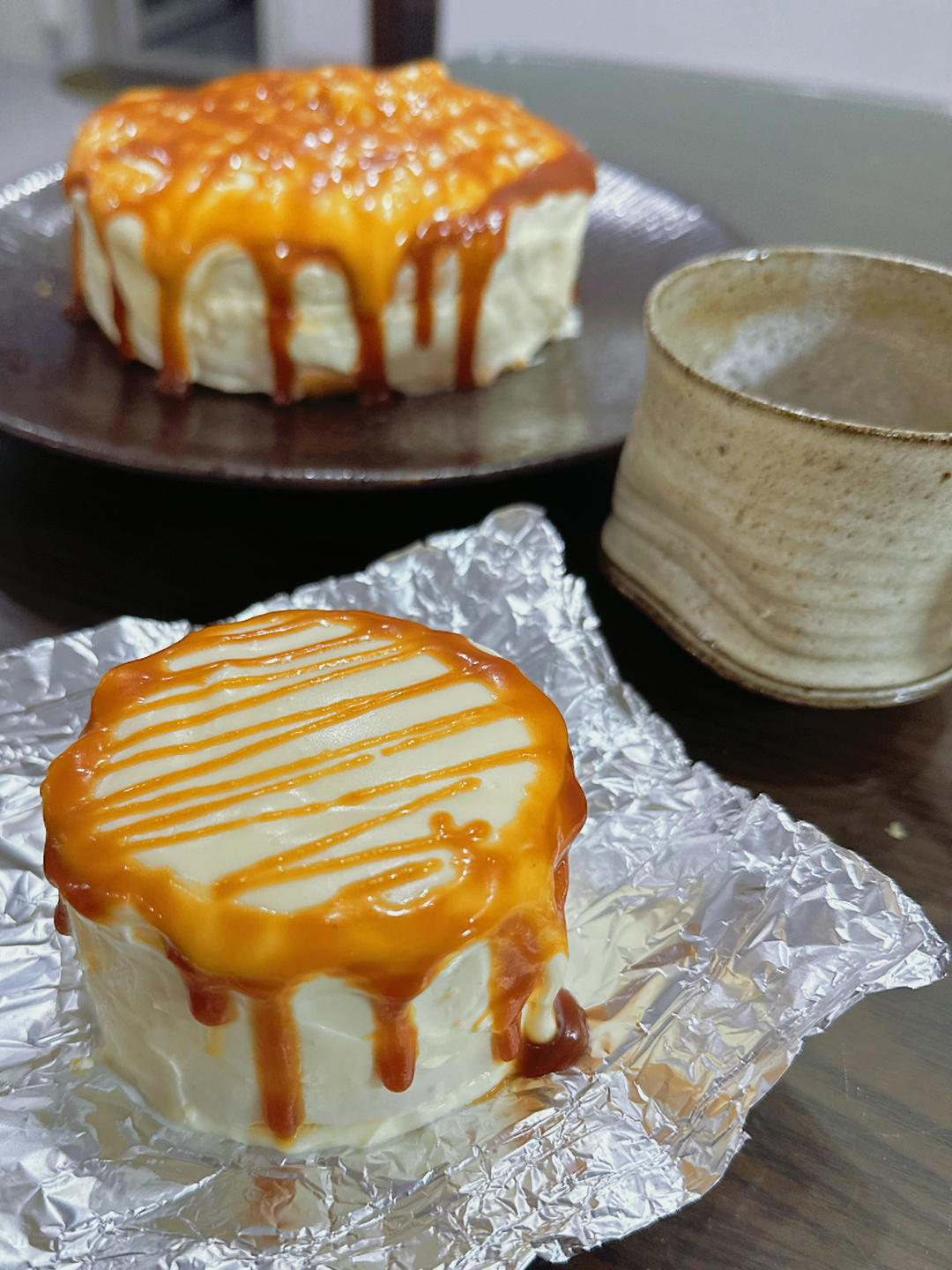 海盐焦糖芝士蛋糕🍯免烤箱秋冬超治愈高颜值蛋糕