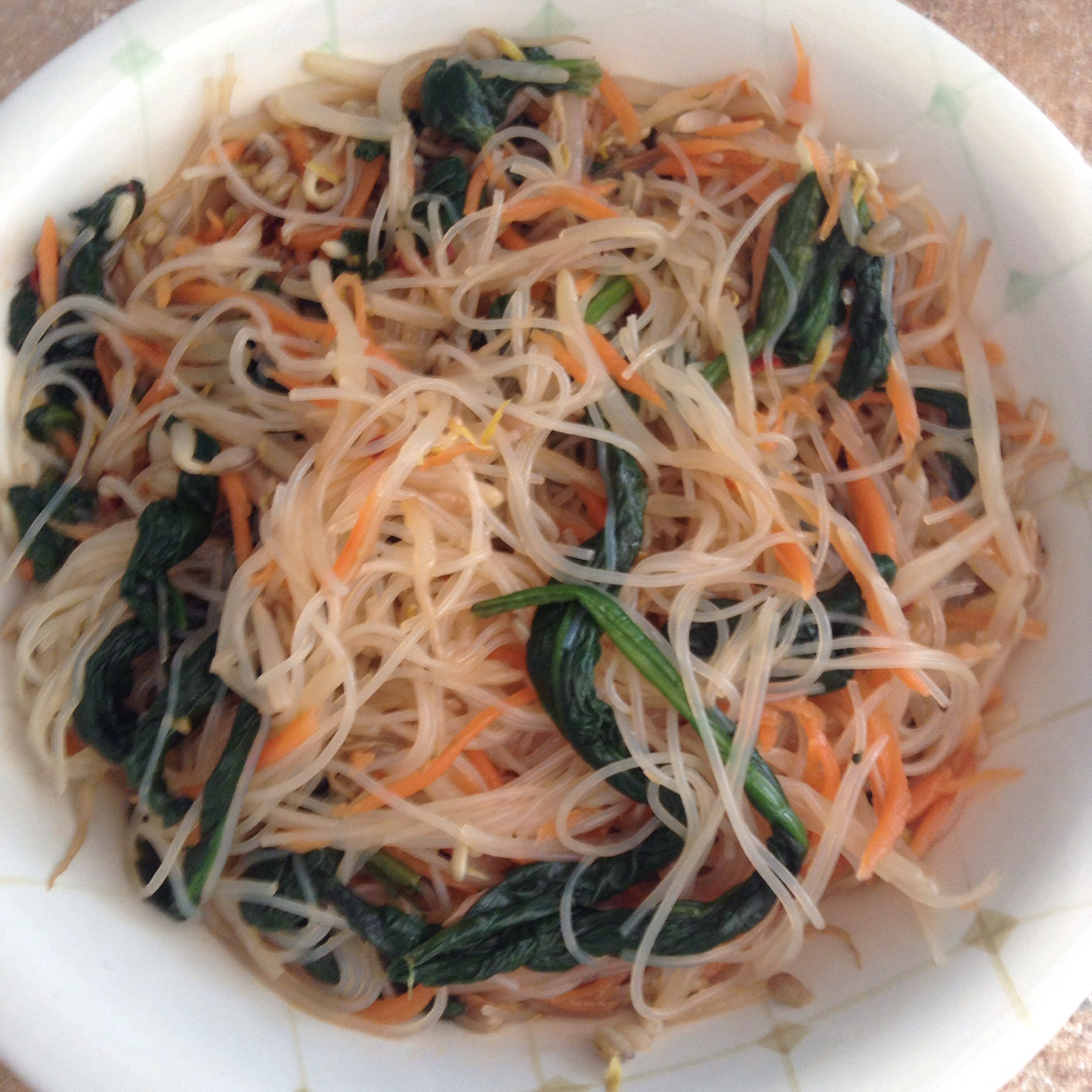 豆芽菠菜拌粉丝