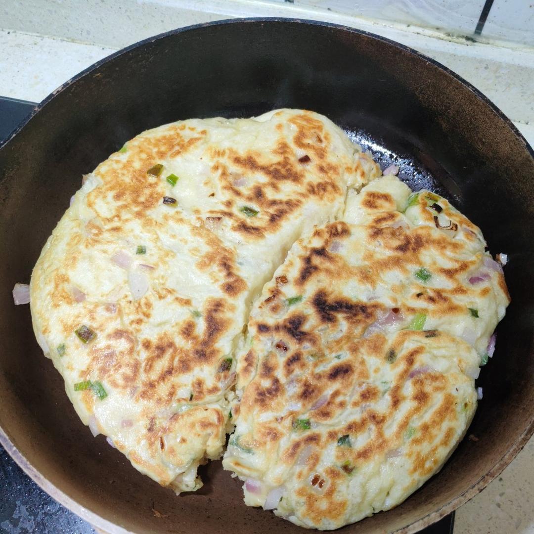 手不沾面做发面大饼