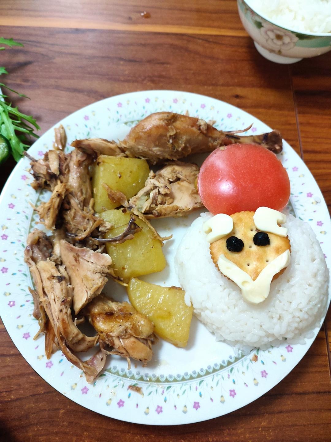 圣诞红烩大盘鸡套饭