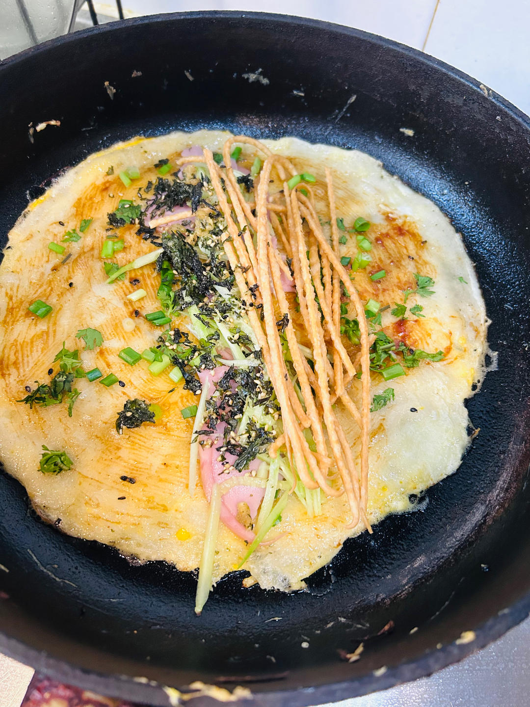 秒杀早餐摊不破皮大煎饼，步骤超详细