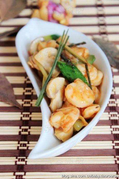 香茅蘑菇炒虾仁的做法