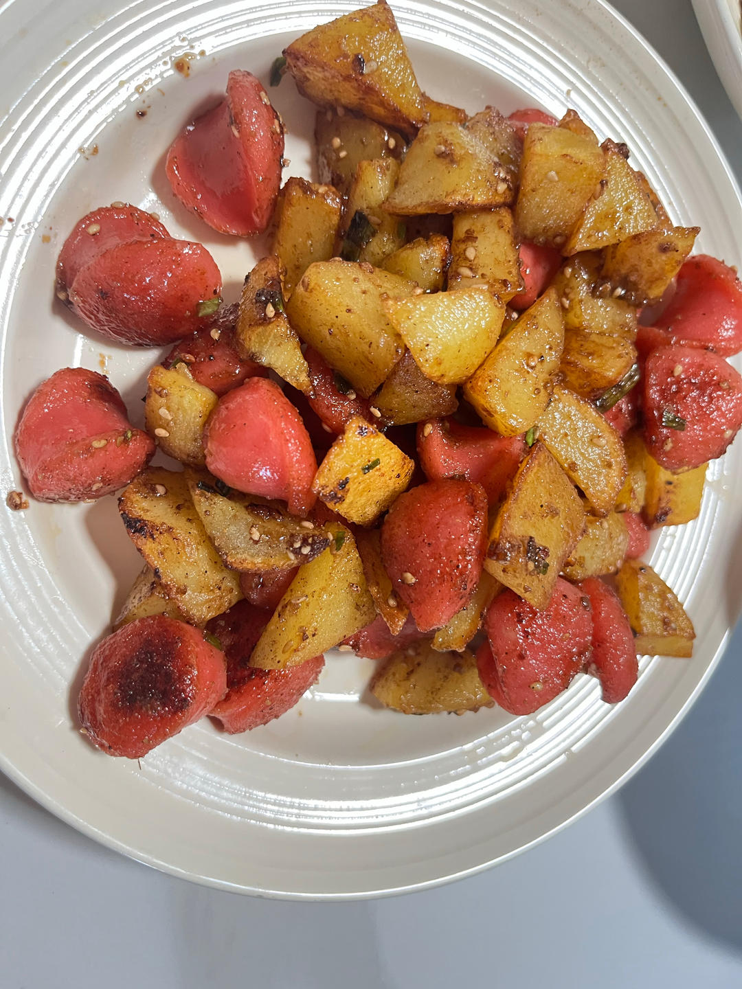 烧烤风味的土豆小香肠