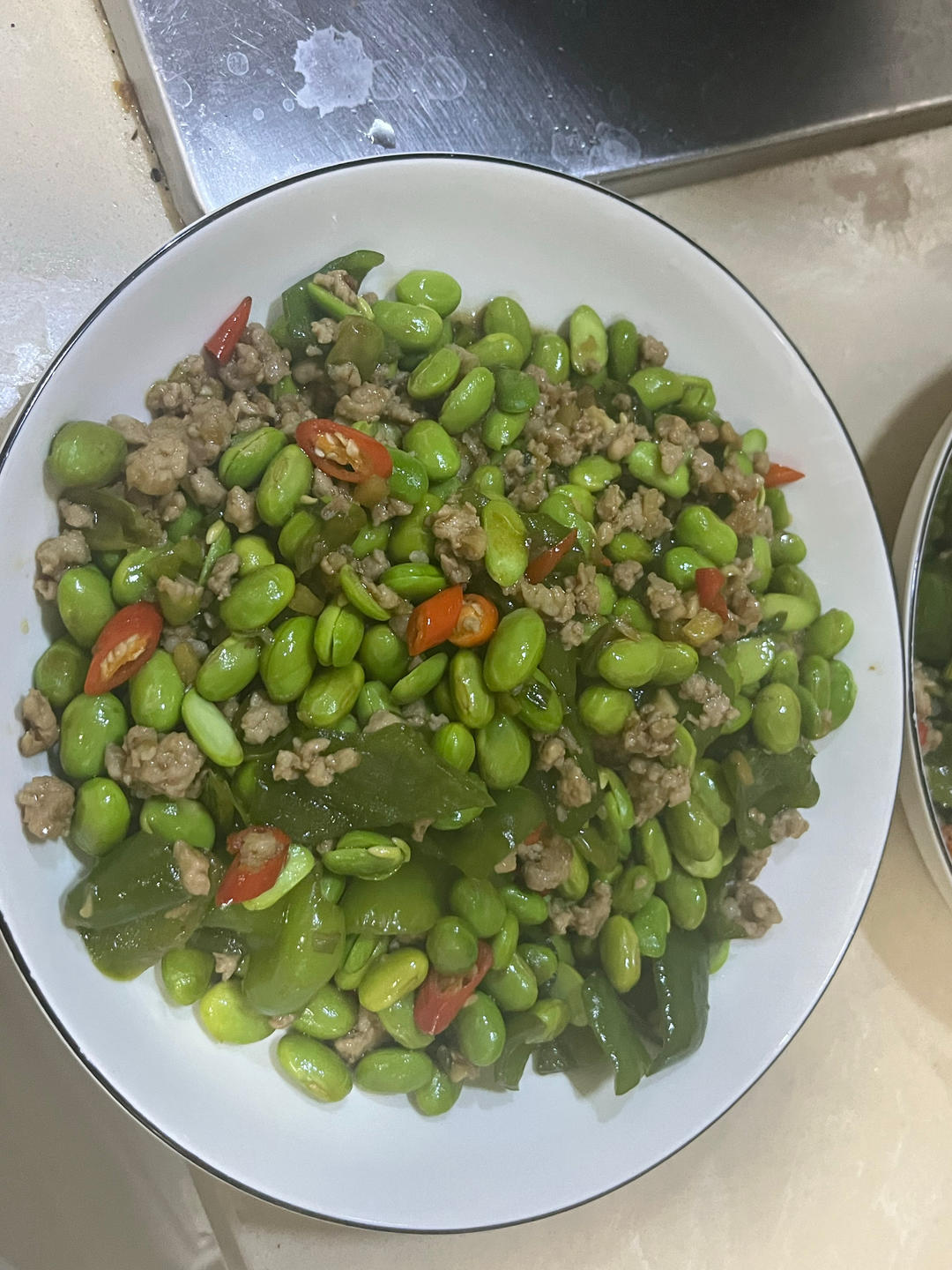 毛豆米炒肉沫