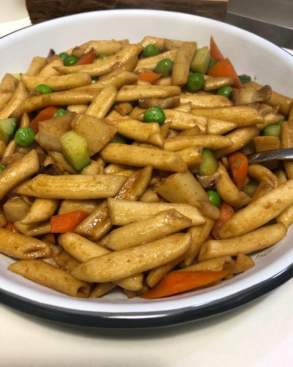 红色优游做的素炒疙瘩(一人份)