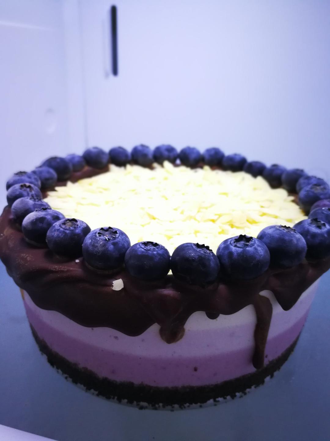 渐变蓝莓冻芝士蛋糕（免烤）