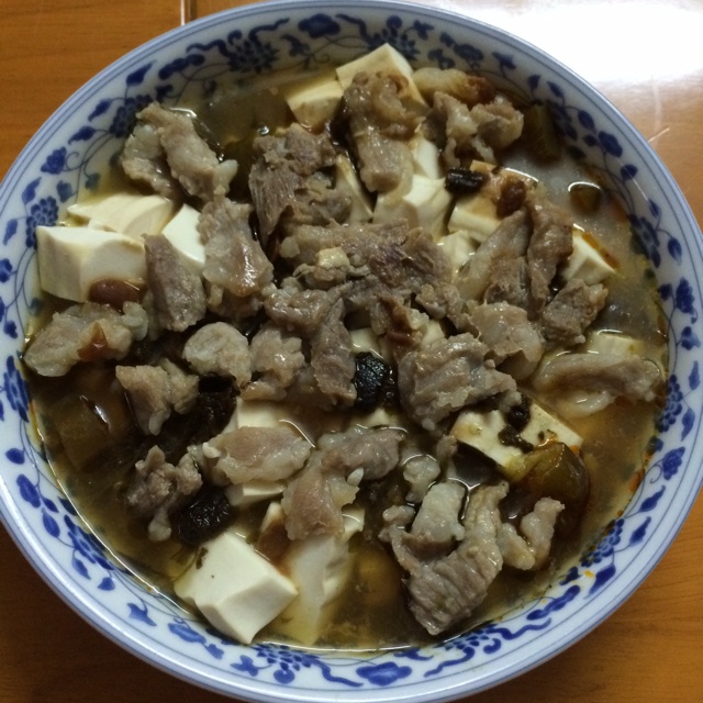 榄菜肉松蒸豆腐