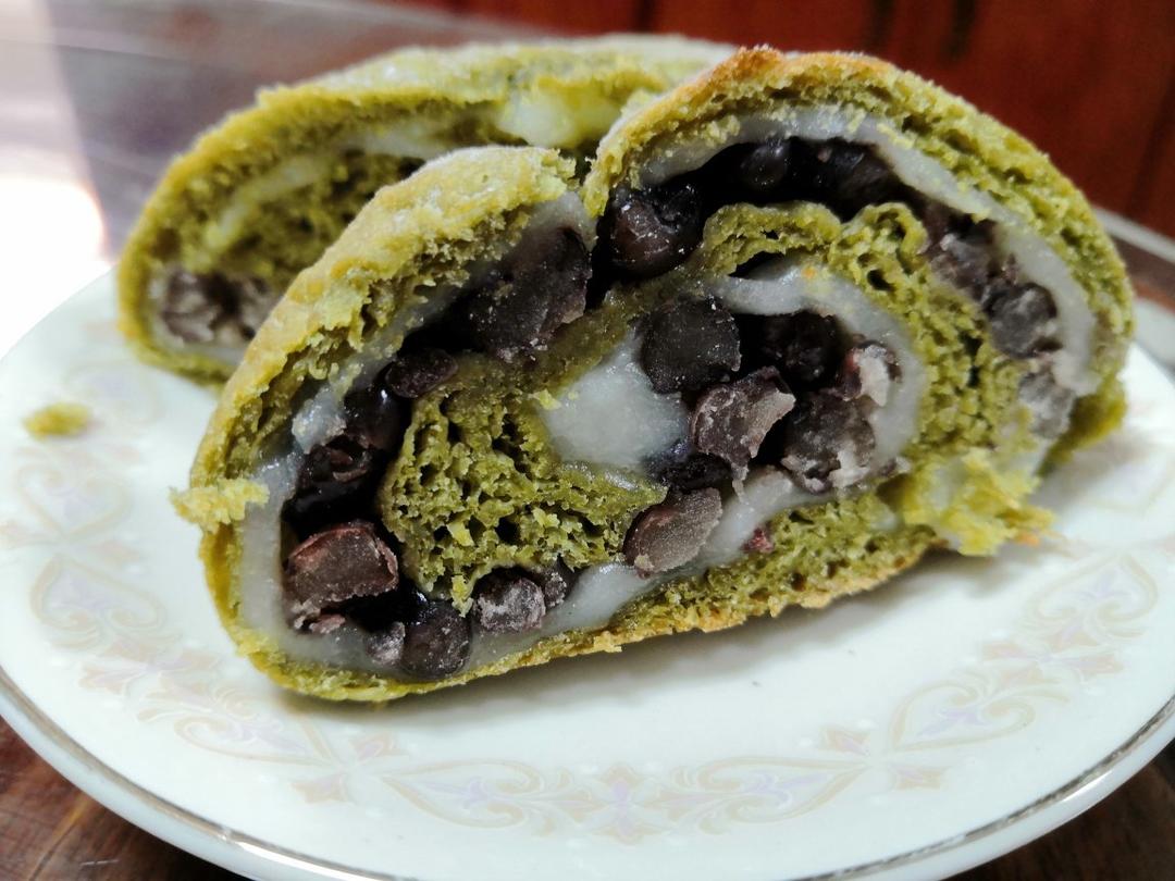 抹茶麻薯红豆软欧包