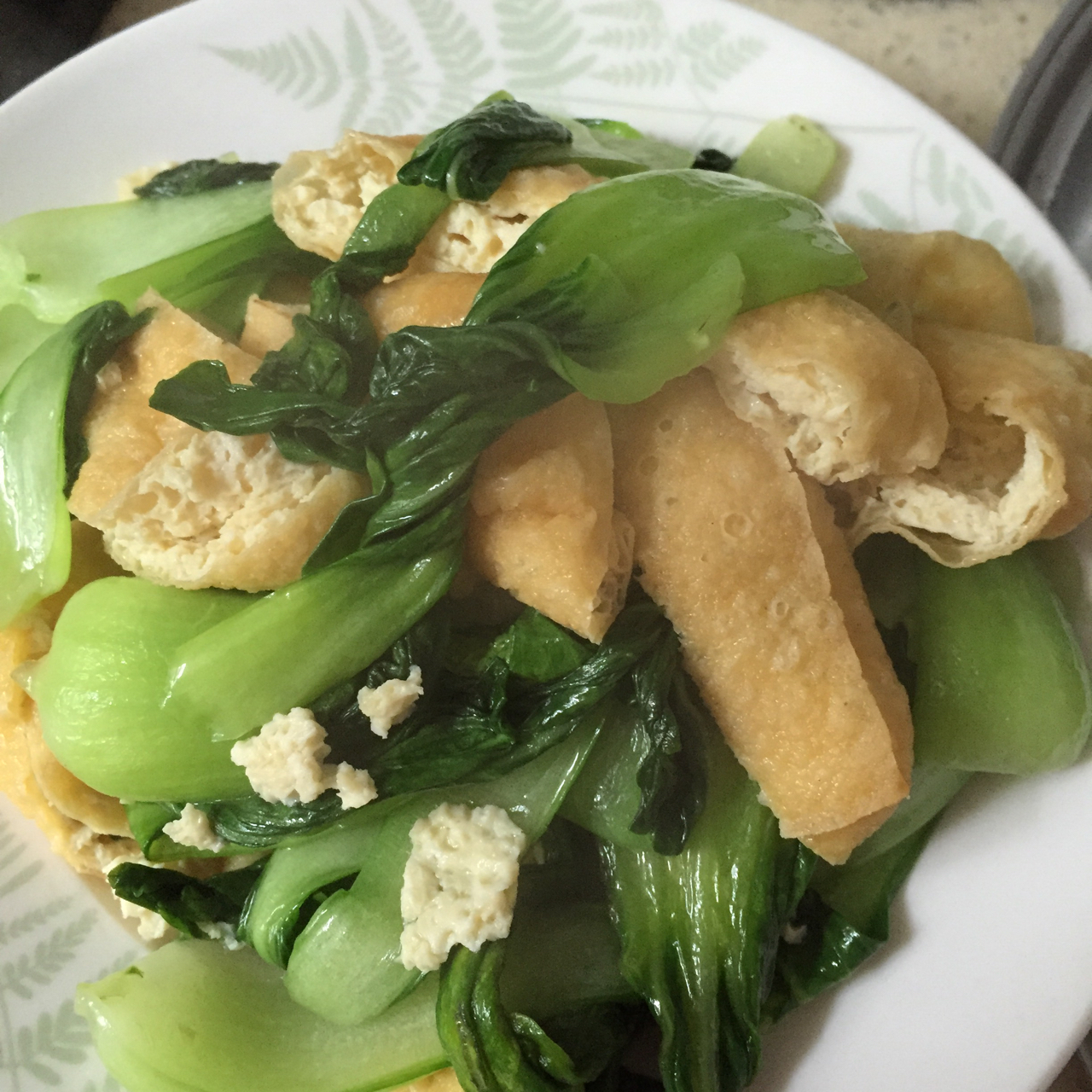 娟_ma1w做的油豆腐炒青菜