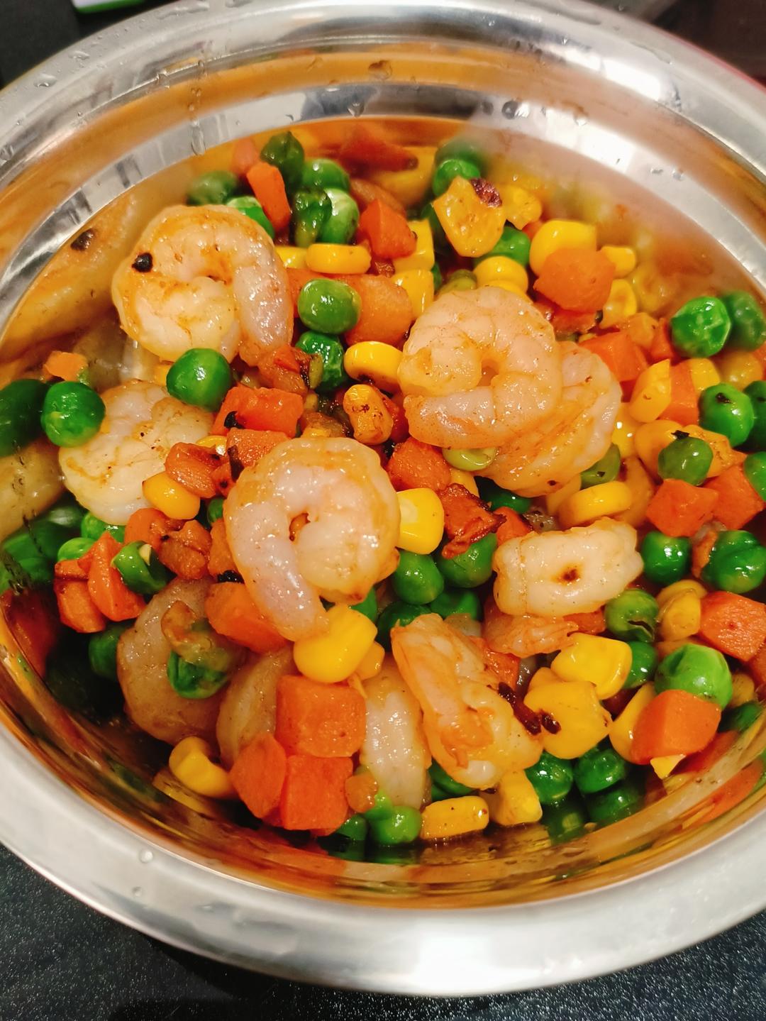 什锦玉米粒虾仁🍤🌽🥕